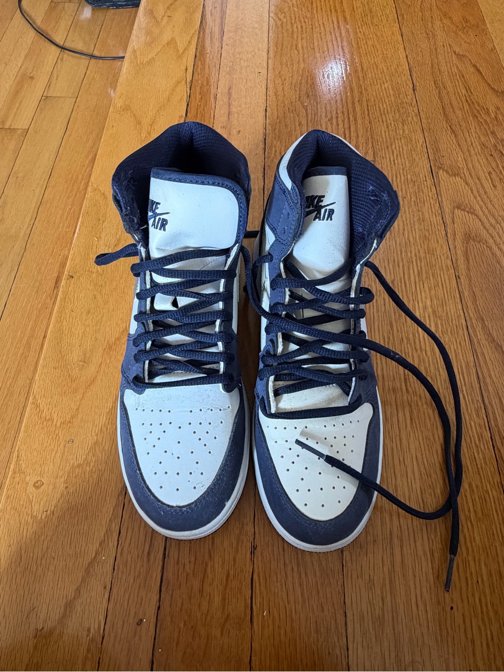 Jordan High-Top Sneakers In White And Navy